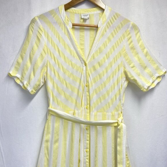 JACQUELINE DE YONG Split Crew Button-Up Belted Tiered Shirt Dress Women Size 38 - Picture 11 of 14